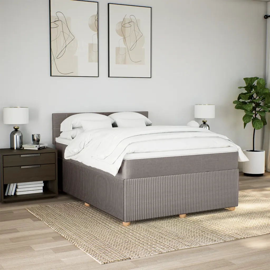 vidaXL Giroletto a Molle con Materasso Tortora 160x200 cm in Tessuto