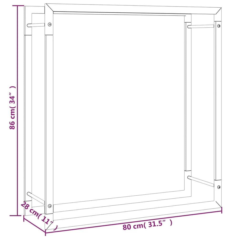 Portalegna finitura opaca 80 x 28 x 86 cm acciaio nero 02_0043753