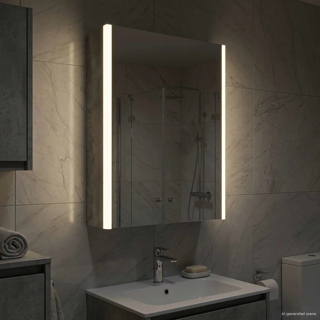 Mobiletto per specchio da bagno Grigio cemento