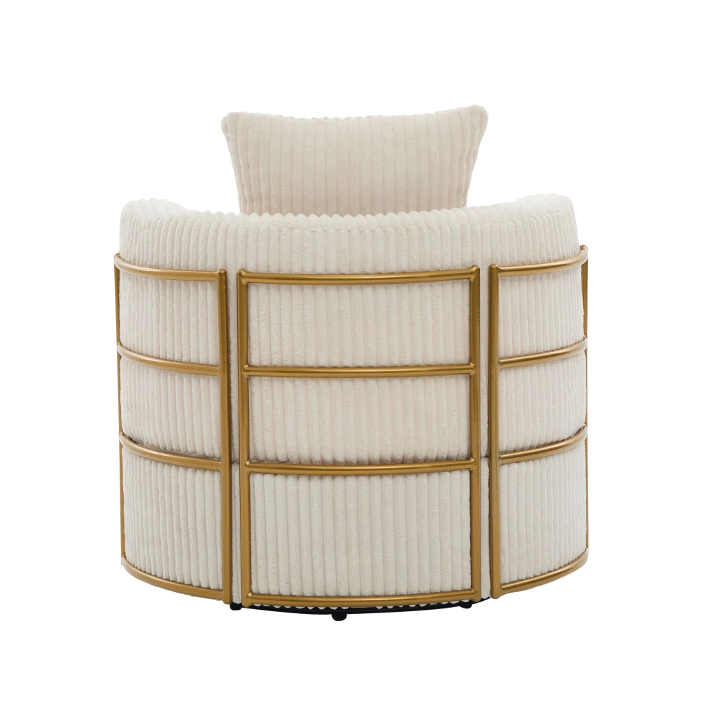 Poltrona relax girevole a 360° con contenitore e seduta profonda in corda beige