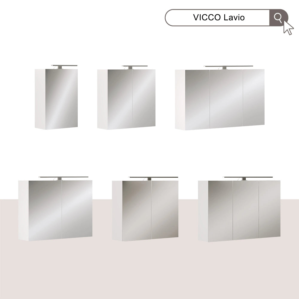 Vicco Specchio contenitore bagno Bianco 90 x 60 cm con illuminazione a LED