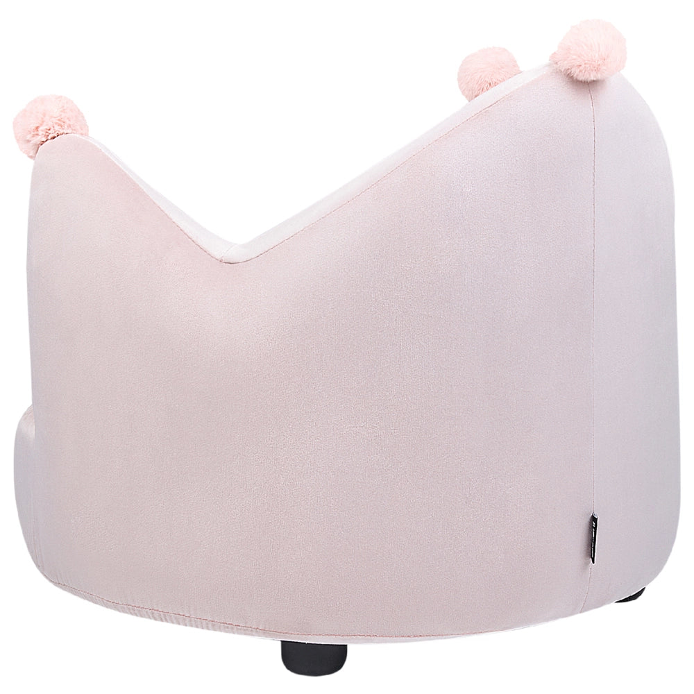 Sedia Tappezzata in velluto rosa pastello con braccioli Seduta per bambini Design moderno Forma a corona