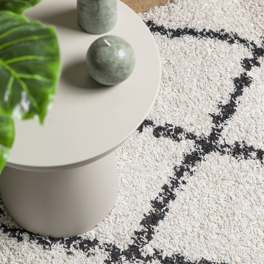 Tappeto Shaggy PAMPLONA a Pelo Lungo Crema e Nero 100x200 cm 375364