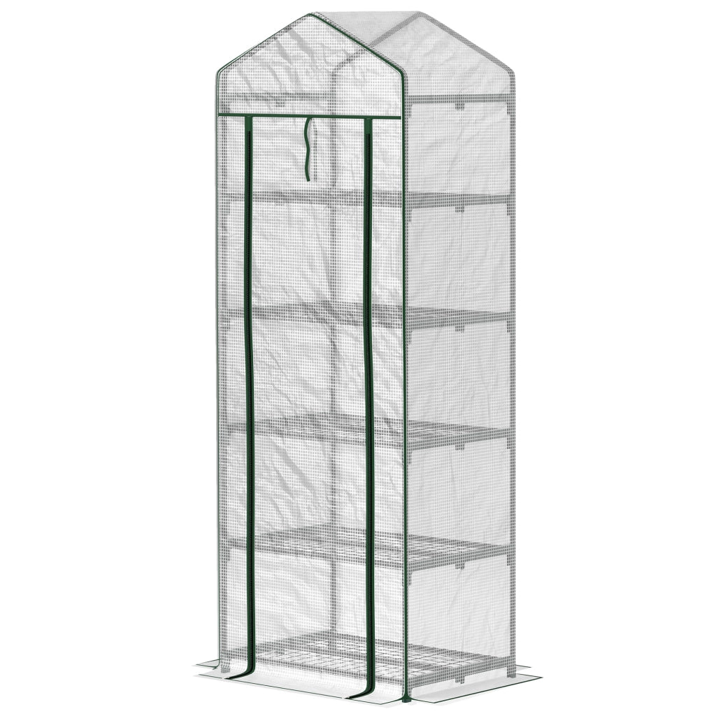 Serra da giardino e balcone scaffale 5 livelli ¨C zephmum ¨C bianco acciaio 69x49x193 cm