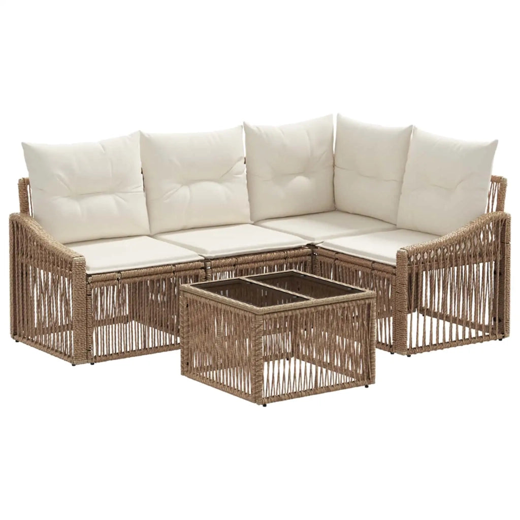 Set Divano da Giardino 5 pcs Beige polyrattan 3436002