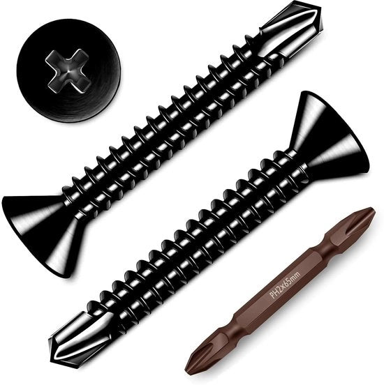 Viti a croce 4,2 x 45 mm - 50 pezzi - Acciaio inossidabile - Testa sottile - Autoalimentanti - Metalliche.