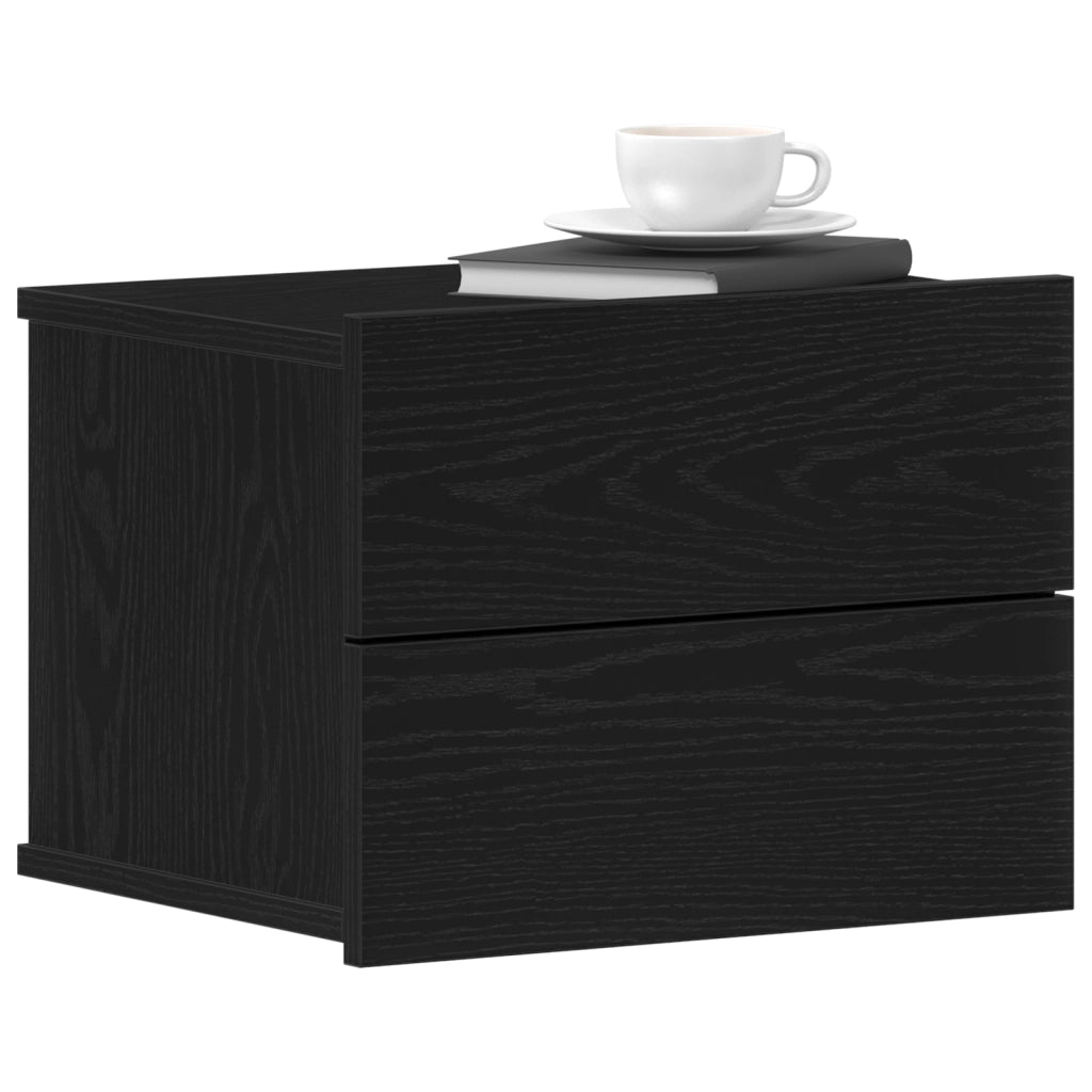 2 Comodini Rovere Nero 40x30x30 cm in Legno Ingegnerizzato