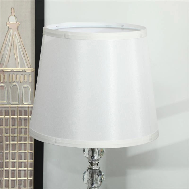 LAMPADA DA TAVOLO CON CRISTALLI E PORTA USB IN METALLO VETRO E POLIESTERE Ø 23X45 CM BIANCO E ARGENTO