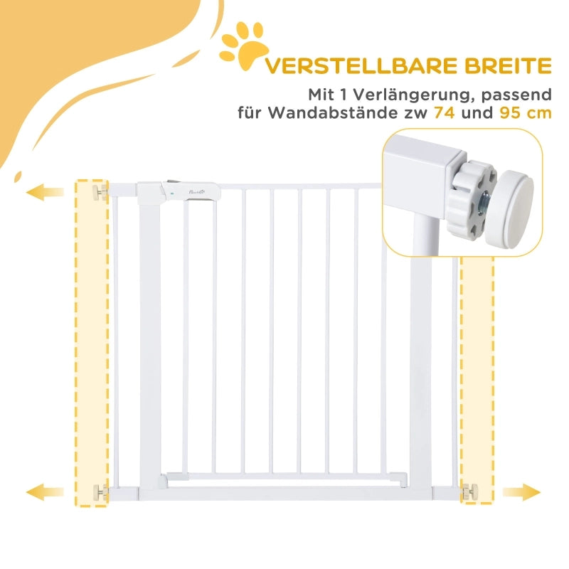 Barriera estensibile a forbice con chiusura automatica larghezza regolabile 75-96 cm in acciaio bianco