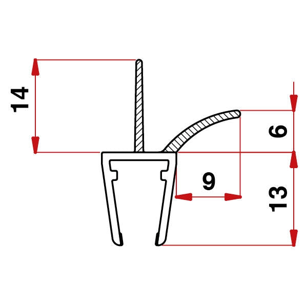 PG401/14C - Guarnizione G3 Curva vetro 6/8 baffo 14