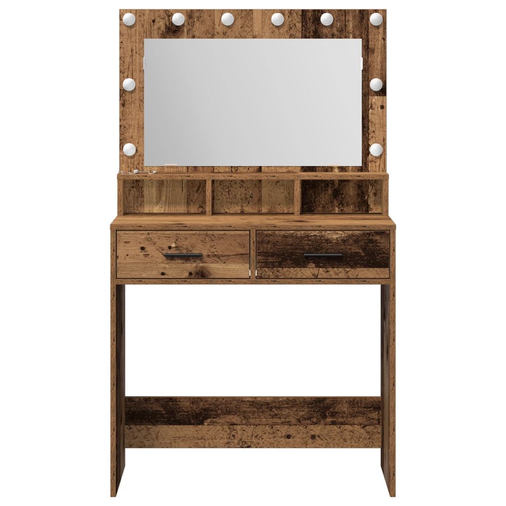 Toeletta  con luci LED in legno usato 79x41x135 cm