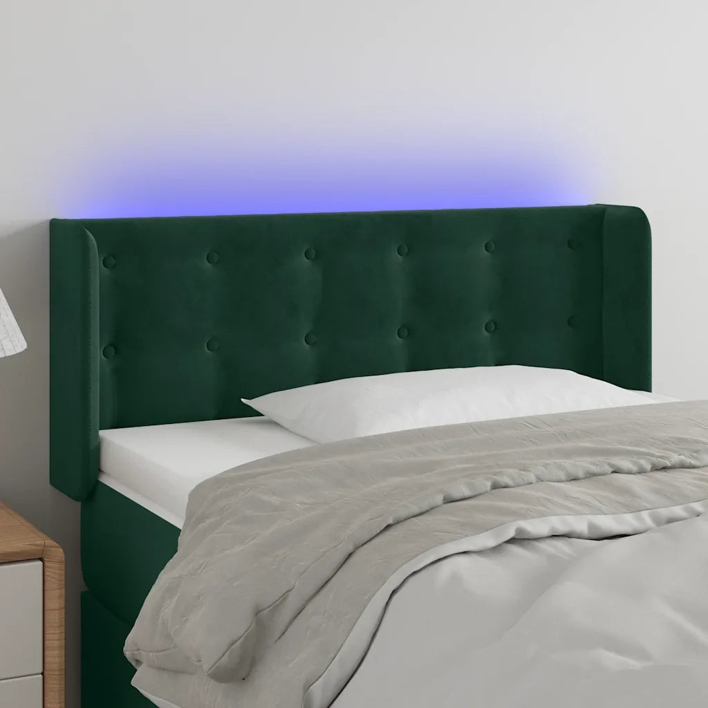 Testiera a LED-Testata con LED Verde Scuro 83x16x78/88 cm in Velluto 474335