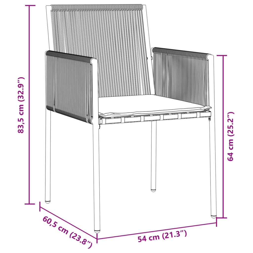 Set da pranzo da giardino in 9 pezzi con cuscini in rattan nero
