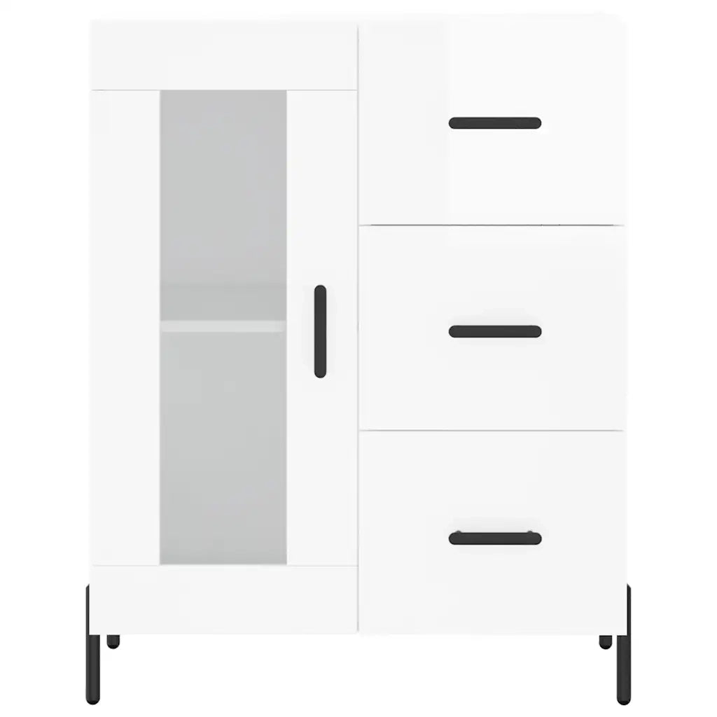 Credenza-Buffet-Armadio da cucina 69,5x34x90 cm in Legno Multistrato Bianco Lucido 371190