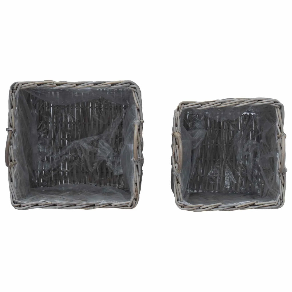 Cestino per Piante con archiviazione 2 pcs Grigio Rattan Lacak