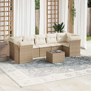 Set Divano da Giardino 8 pz con Cuscini Beige in Polyrattan 3217288