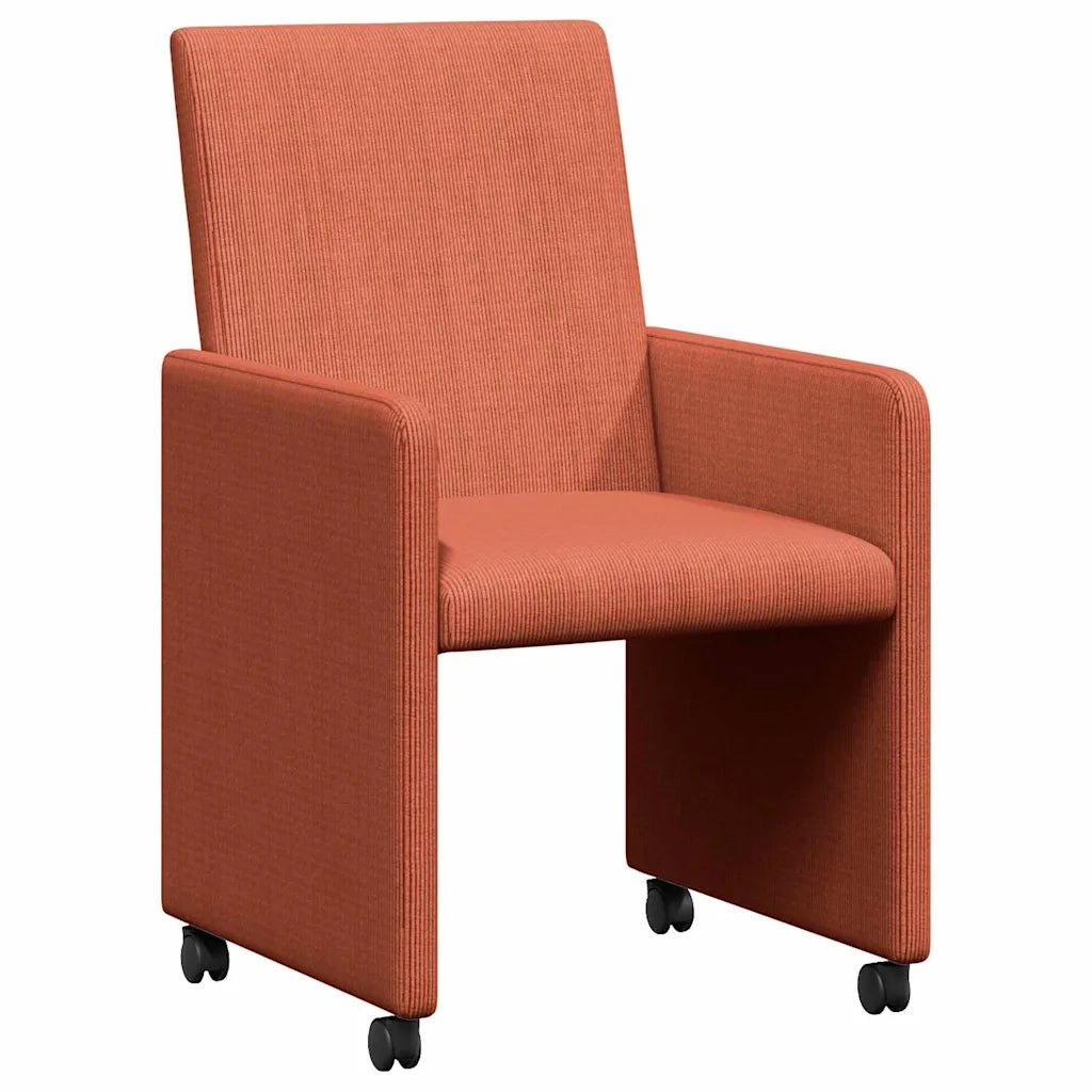 Sedie da Pranzo con Ruote 2 pcs Rosso arancio 57 x 66 x 94 cm 42017806