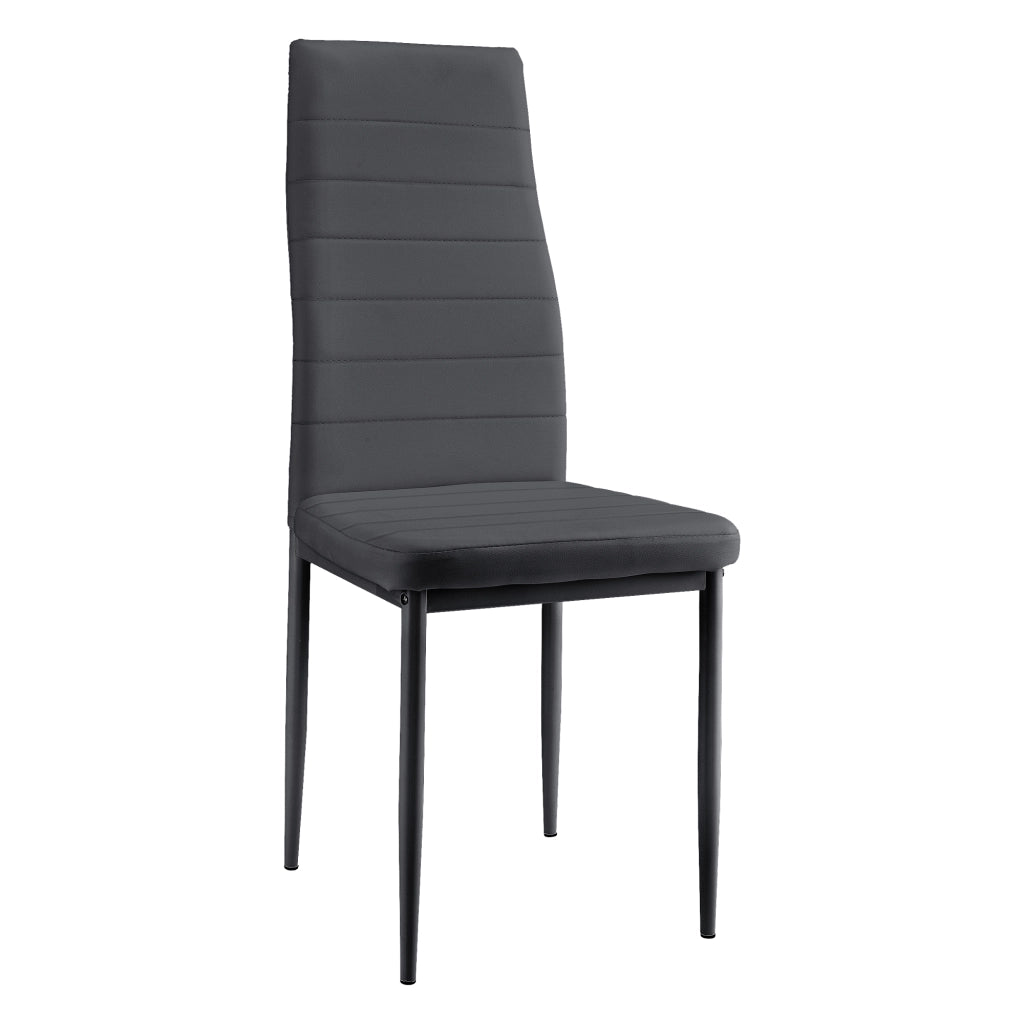 Set Sala da Pranzo Bjerkvik Tavolo 140x60 cm e 6 Sedie Imbottite Rivestimento in Similpelle - Nero / Grigio [en.casa]