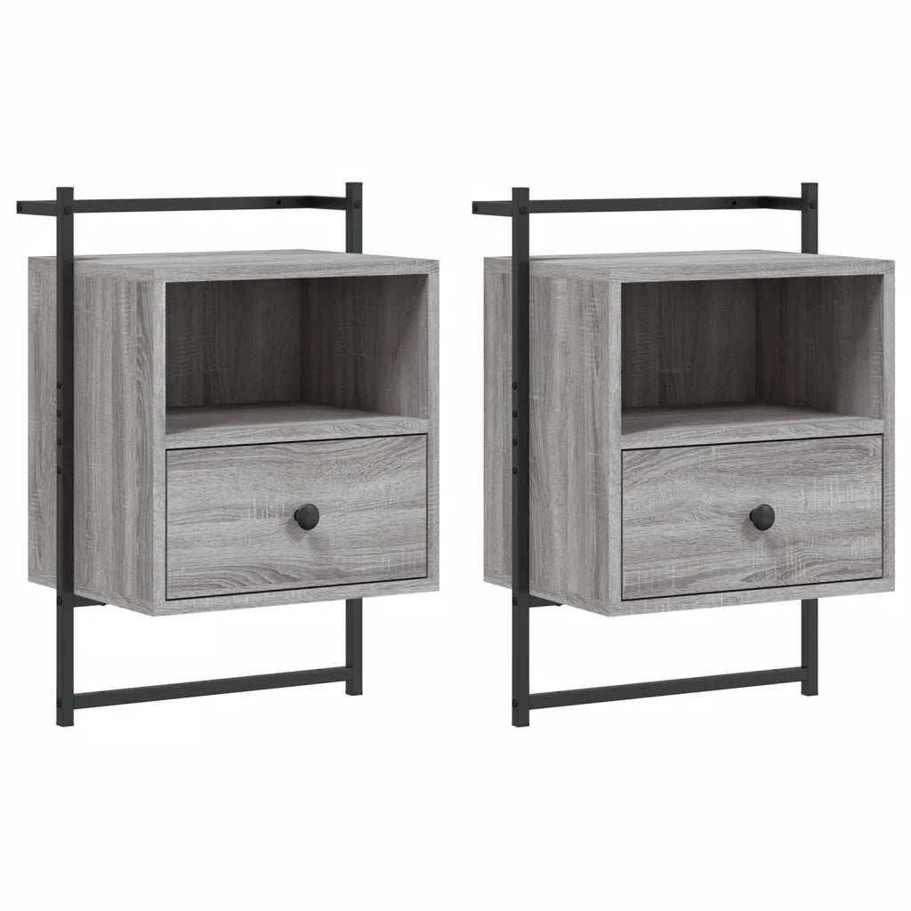 Comodini a Muro 2 pz Grigio Sonoma 40x30x61cm Legno Multistratocod mxl 130466