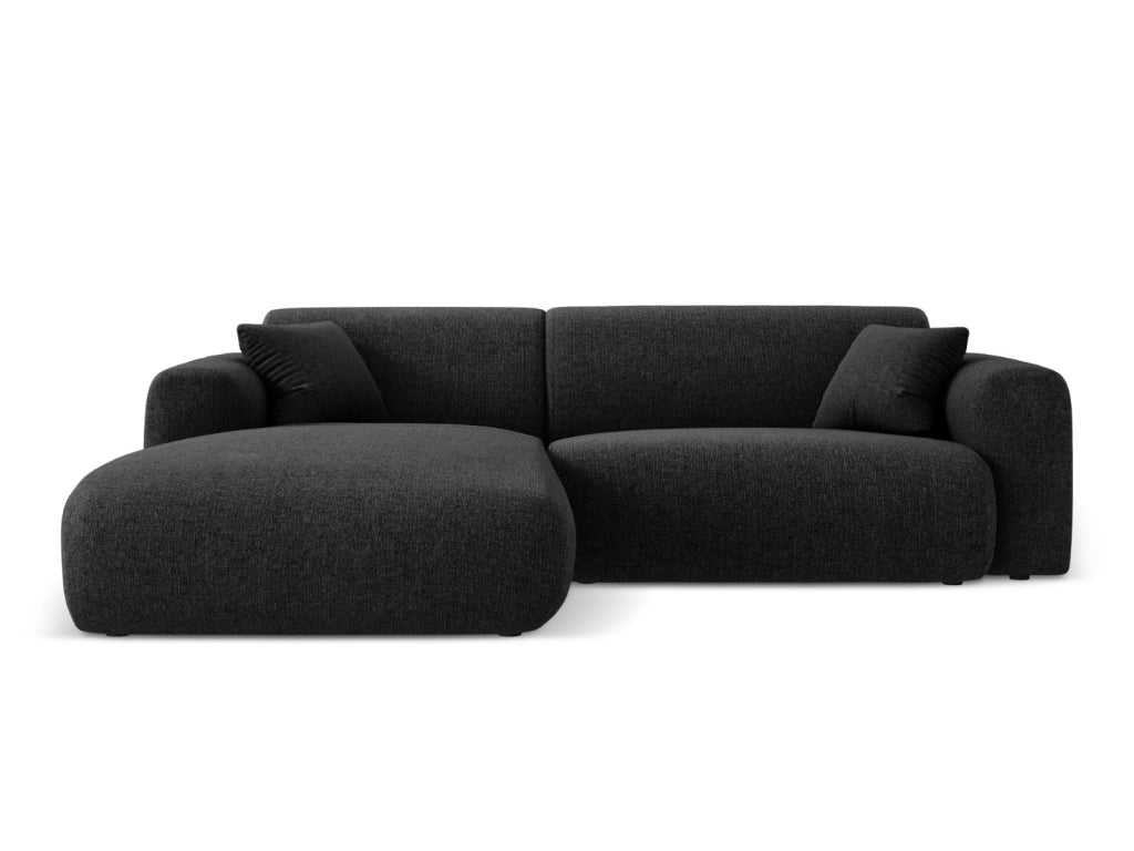 Cosmopolitan Design - Divano angolare sinistro "Nolio" 4 posti in ciniglia nero 