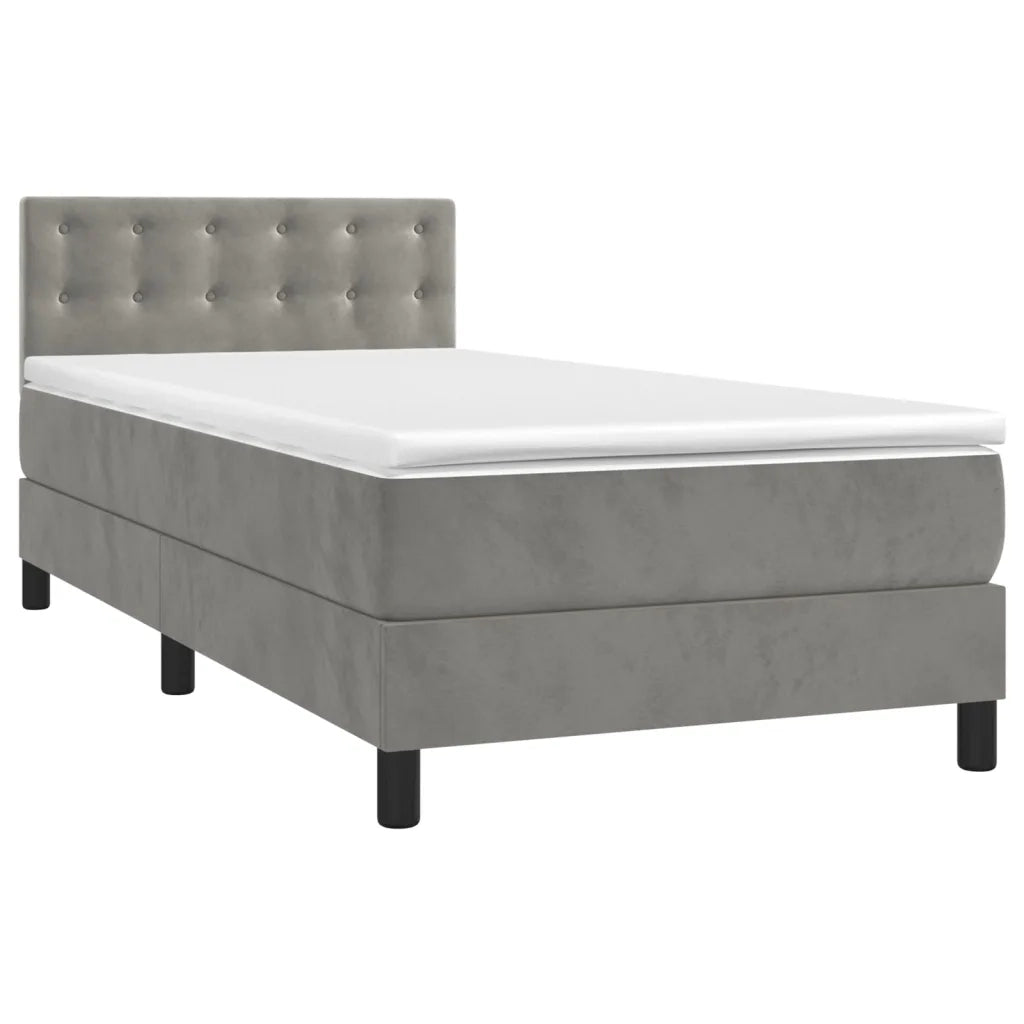 Giroletto a Molle con Materasso Grigio Chiaro 90x190 cm Velluto 3141515