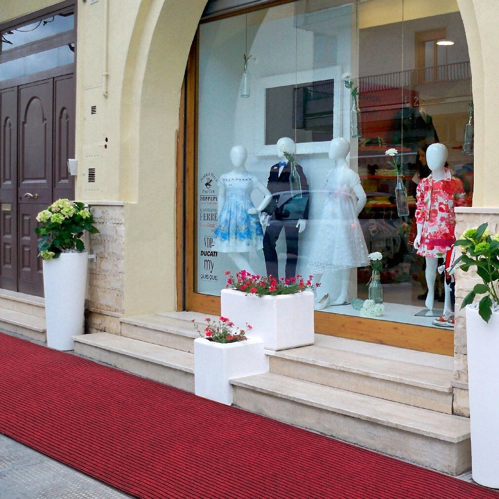 Passatoia Antiscivolo 100x450 Cm Corridoio Marciapiede Interno Esterno Tappeto Ingresso Righe Rosse