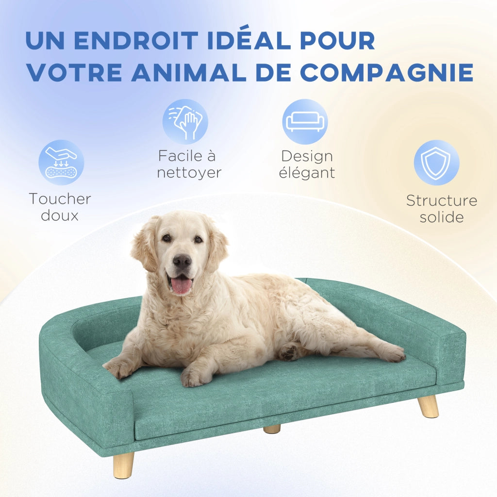 Letto per cani grande con cuscino lavabile ¨C zephmum ¨C 98x67x25 cm verde chiaro tessuto poliestere