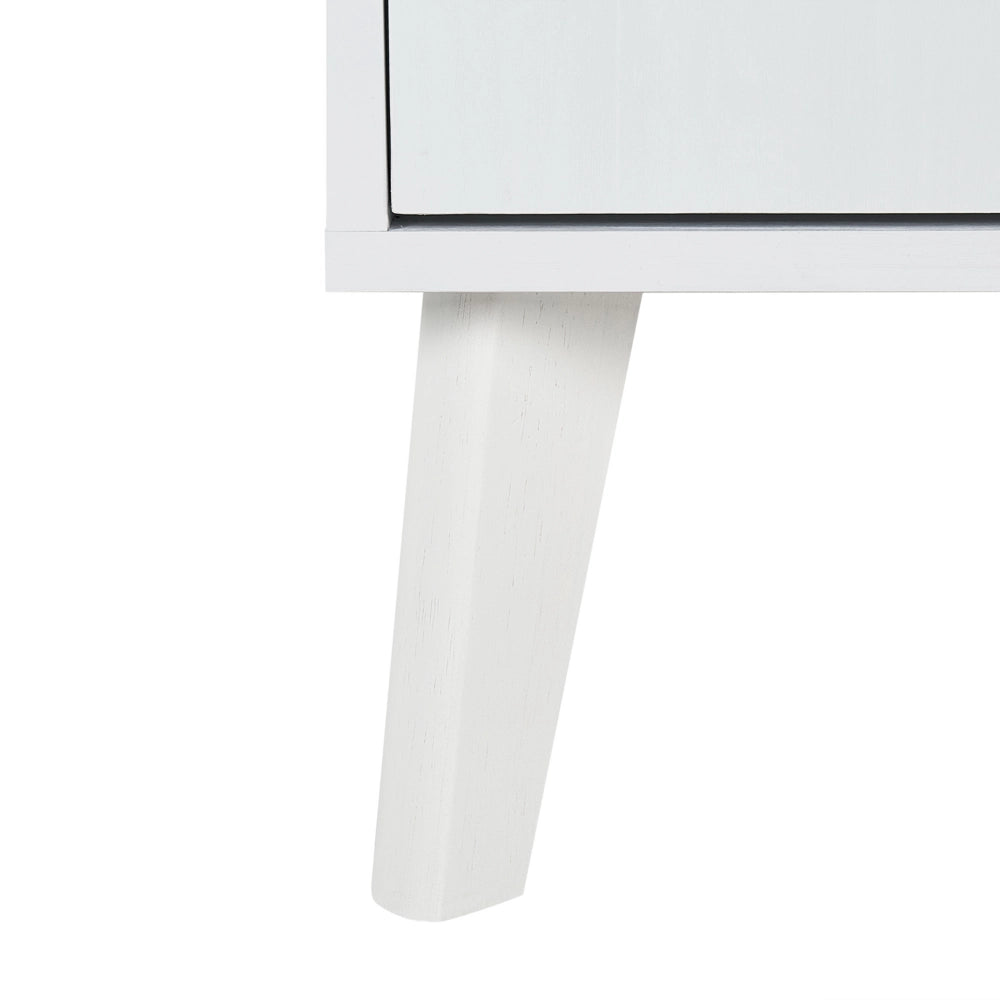 Mobile TV 2 ante 2 scaffali in MDF colore bianco e beige stile boho retrò soggiorno