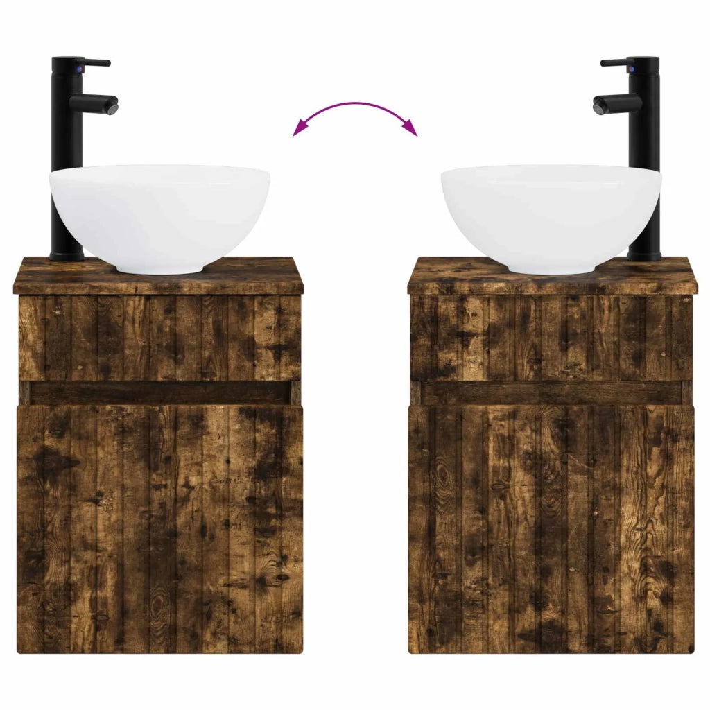 Mobile lavabo da parete Rovere Fumo 39 x 35 x 63 cm 890547