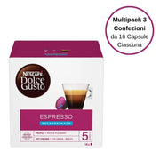 Nescafe' dolce gusto espresso decaffeinato caffe' in capsule multipack 3 confezioni da 16 capsule ciascuna