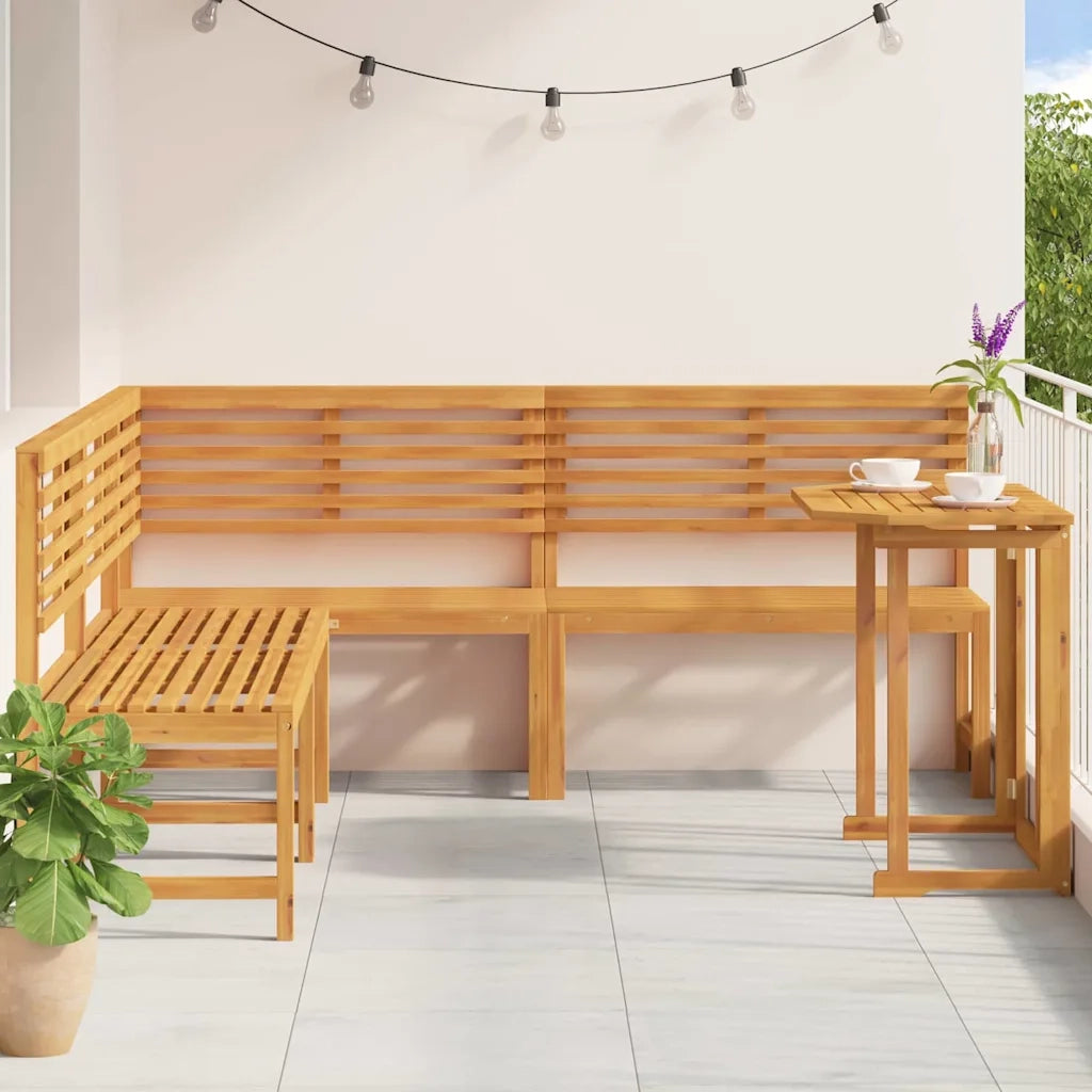 Set Panchina da Giardino 4 pcs Marrone Legno di Acacia Massello 3328693