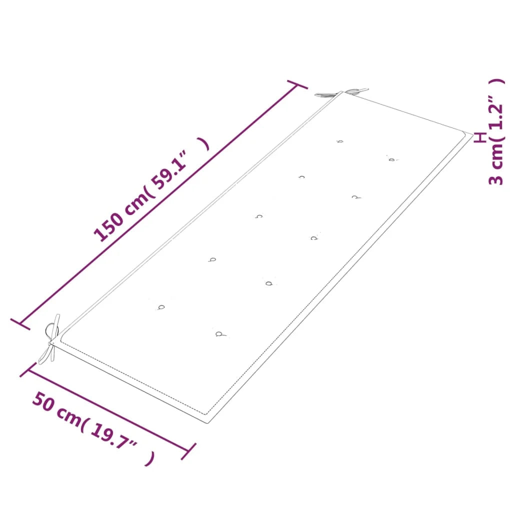 Panca da giardino mobili da esterno per patio terrazza con cuscino rosso 150 cm legno massello di teak 02_0011088