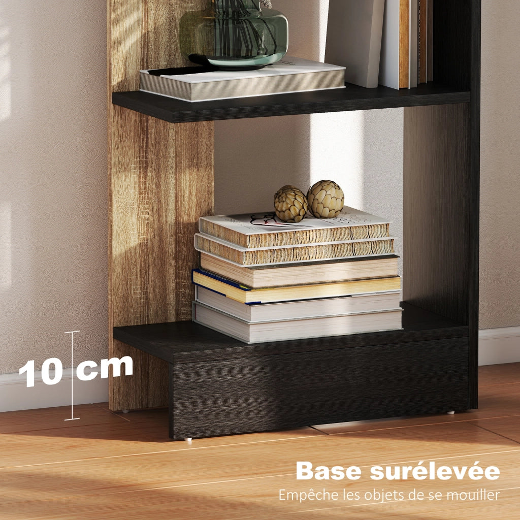 Libreria a 5 Ripiani Aperti ¨C zephmum ¨C Nero e Quercia 45x21x170 cm
