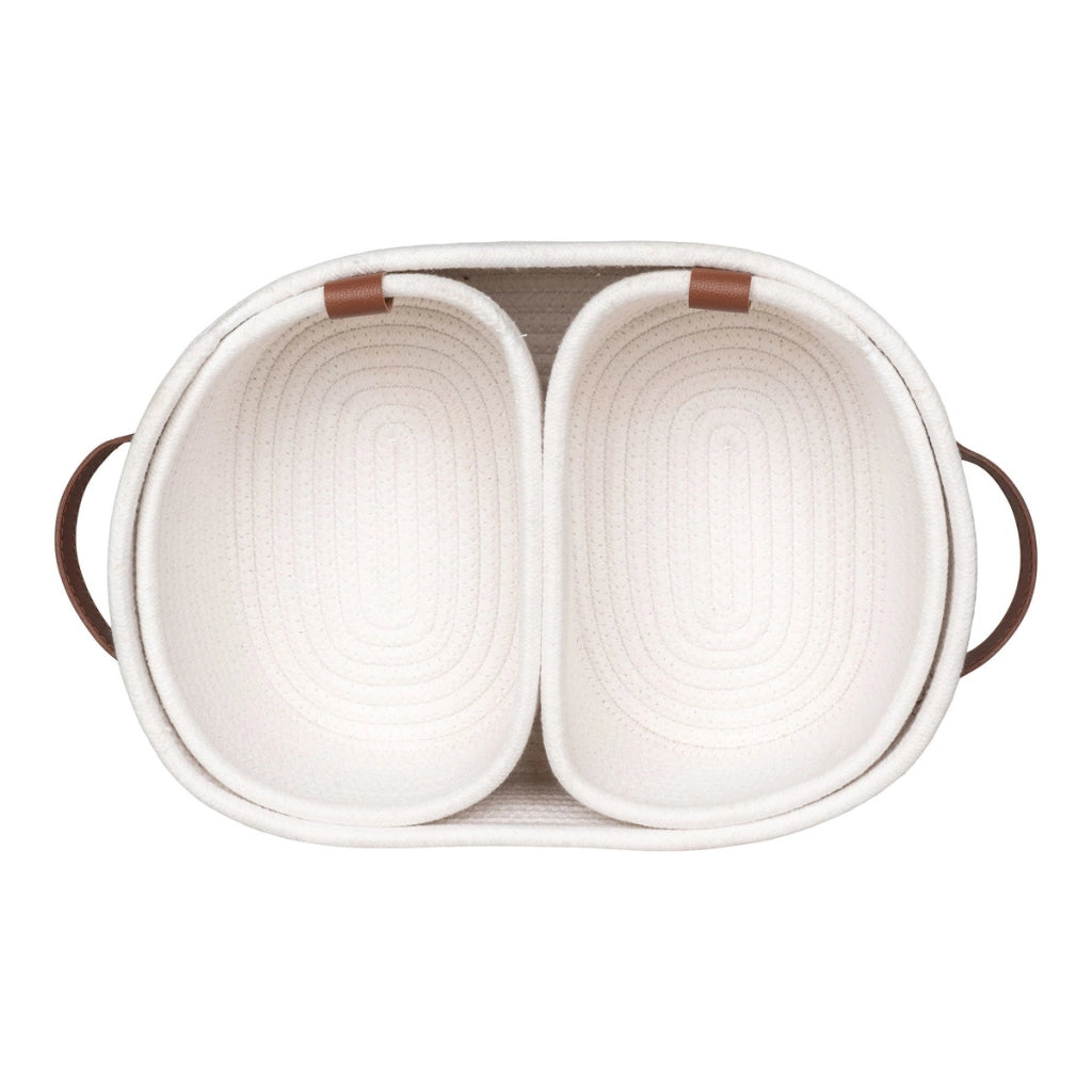 Set di 3 Cesti Portaoggetti Jarana, Bianco, Cotone, 16x22x11 cm