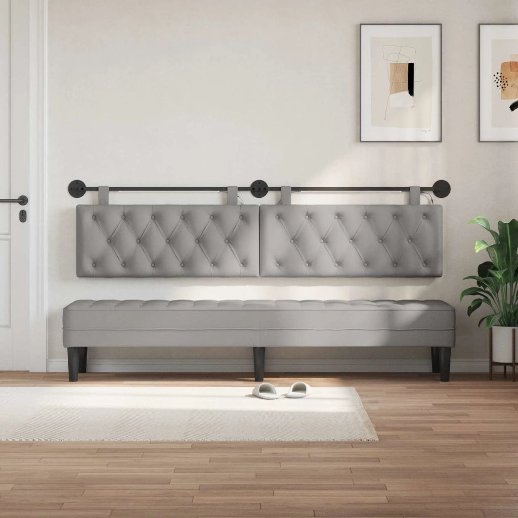 Testiera sospesa Con luce LED Grigio Nuvola Tessuto 3424708