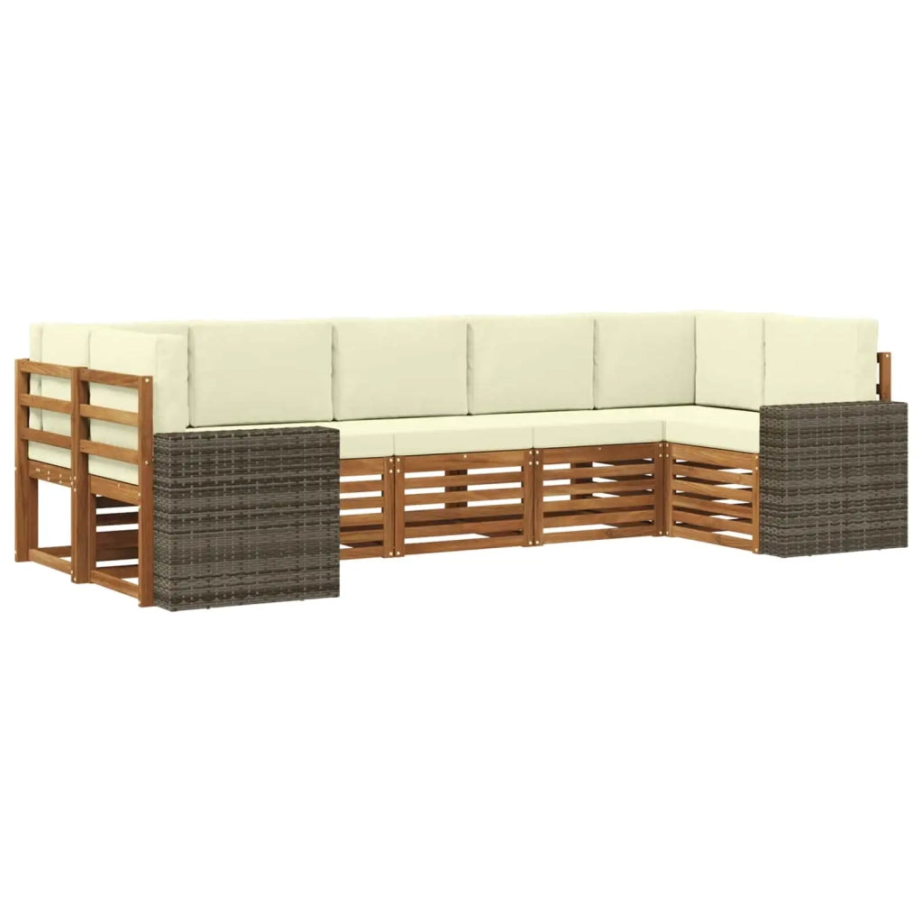 Set divano sezionale 7 pcs Naturale e Crema Poliestere