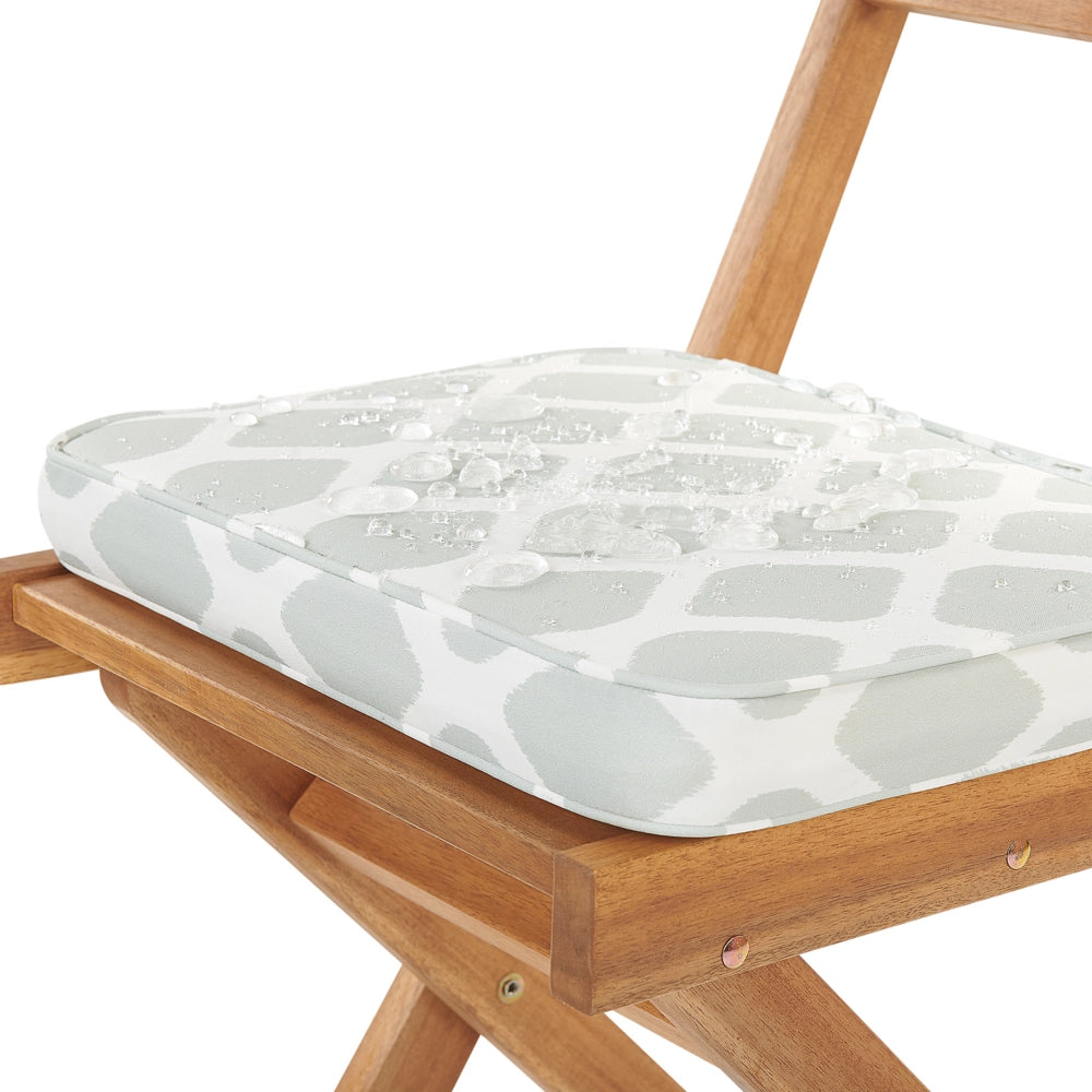 Set da bistrot 3 pezzi in legno massello di acacia chiaro cuscini verde menta pieghevole a doghe design scandinavo moderno