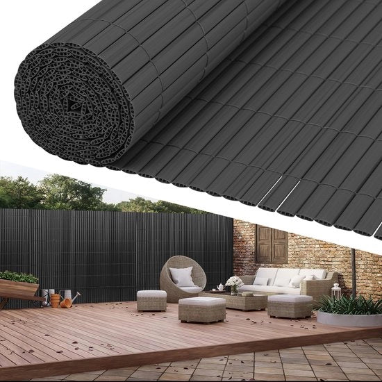 Schermo per giardino in PVC per la privacy – separazione per giardino e schermo per balcone - grigio 1,6x4m