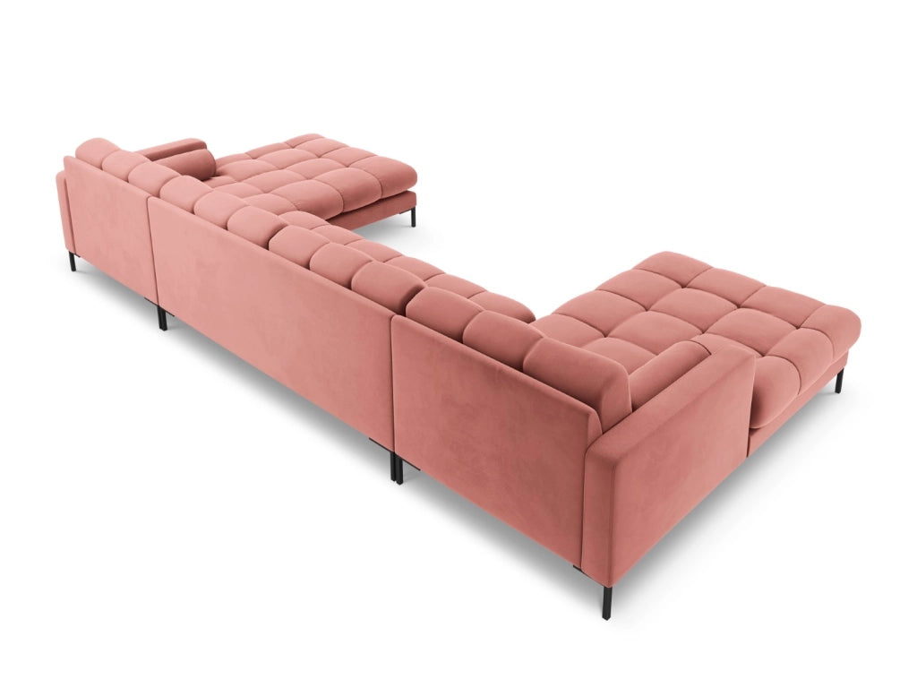 Cosmopolitan Design - Divano panoramico "Bali" 7 posti in velluto rosa 