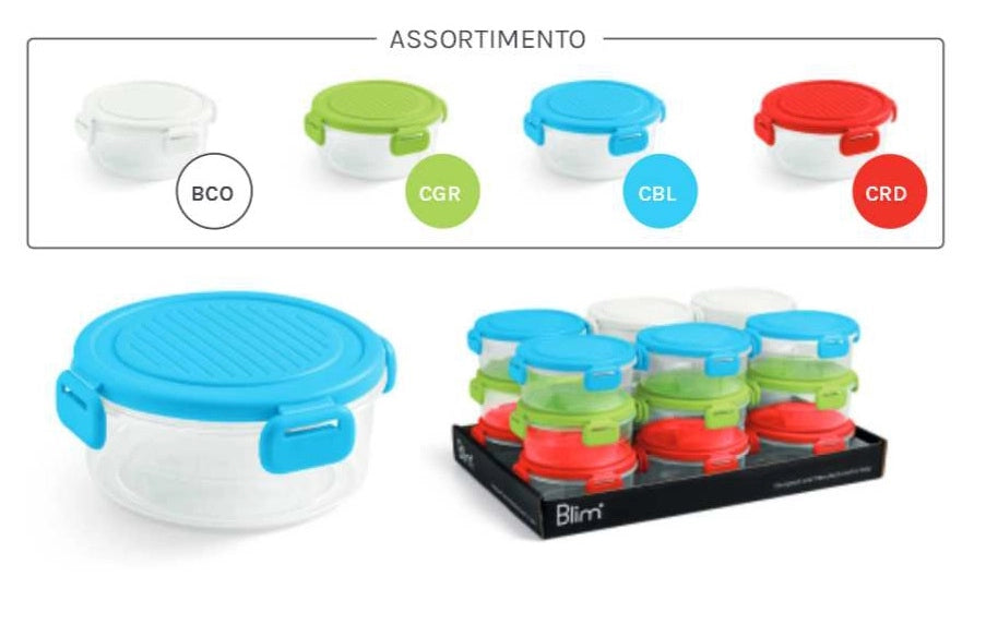 1 Pezzo Frigobox Contenitore Tondo My Home 40 cl 13,3 x 5,5 cm 4 Colori