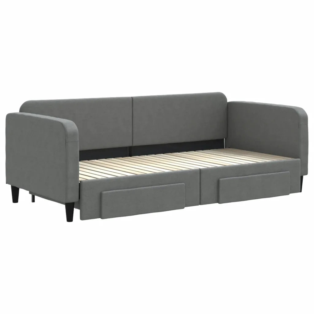 Divano Letto Estraibile Cassetti Grigio Scuro 90x200cm Tessuto 3196853