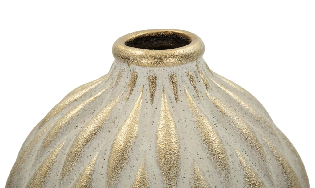 Vaso Pepitas Ø22x44 cm in Ceramica Grigio e Oro