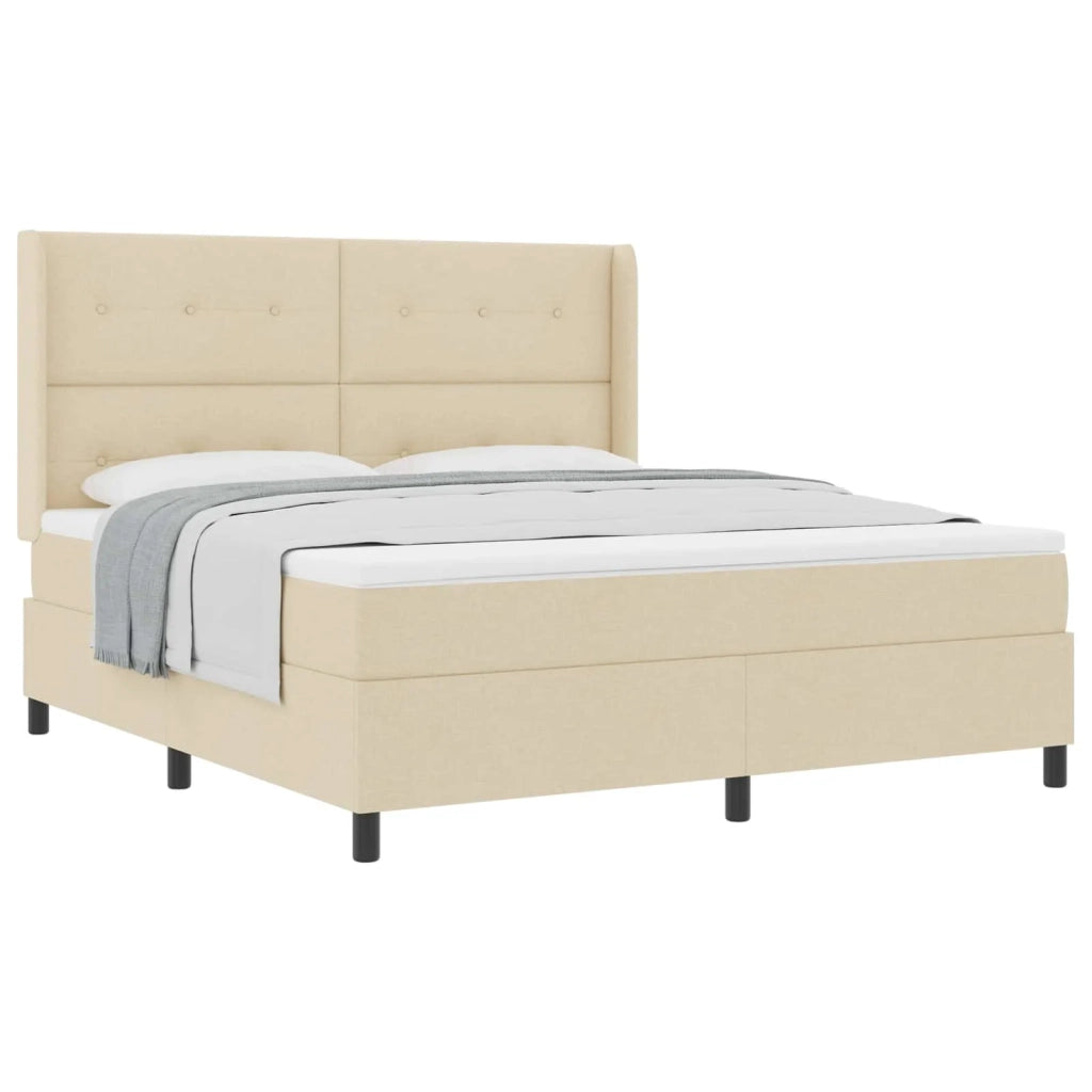 Letto a molle con materasso Crema 200 x 180 cm Tessuto 3341663