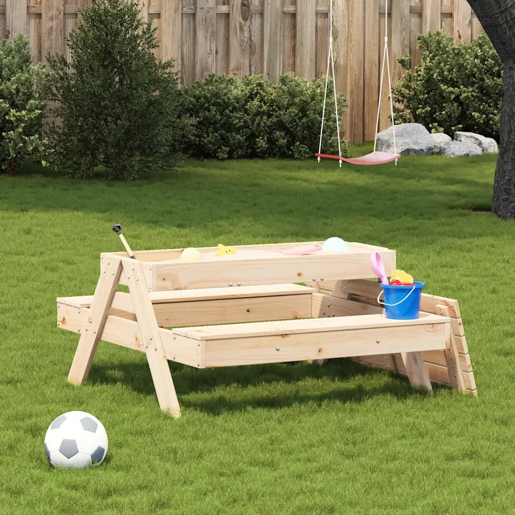 Tavolo Picnic con Sabbiera per Bambini Legno Massello di Pino 832592