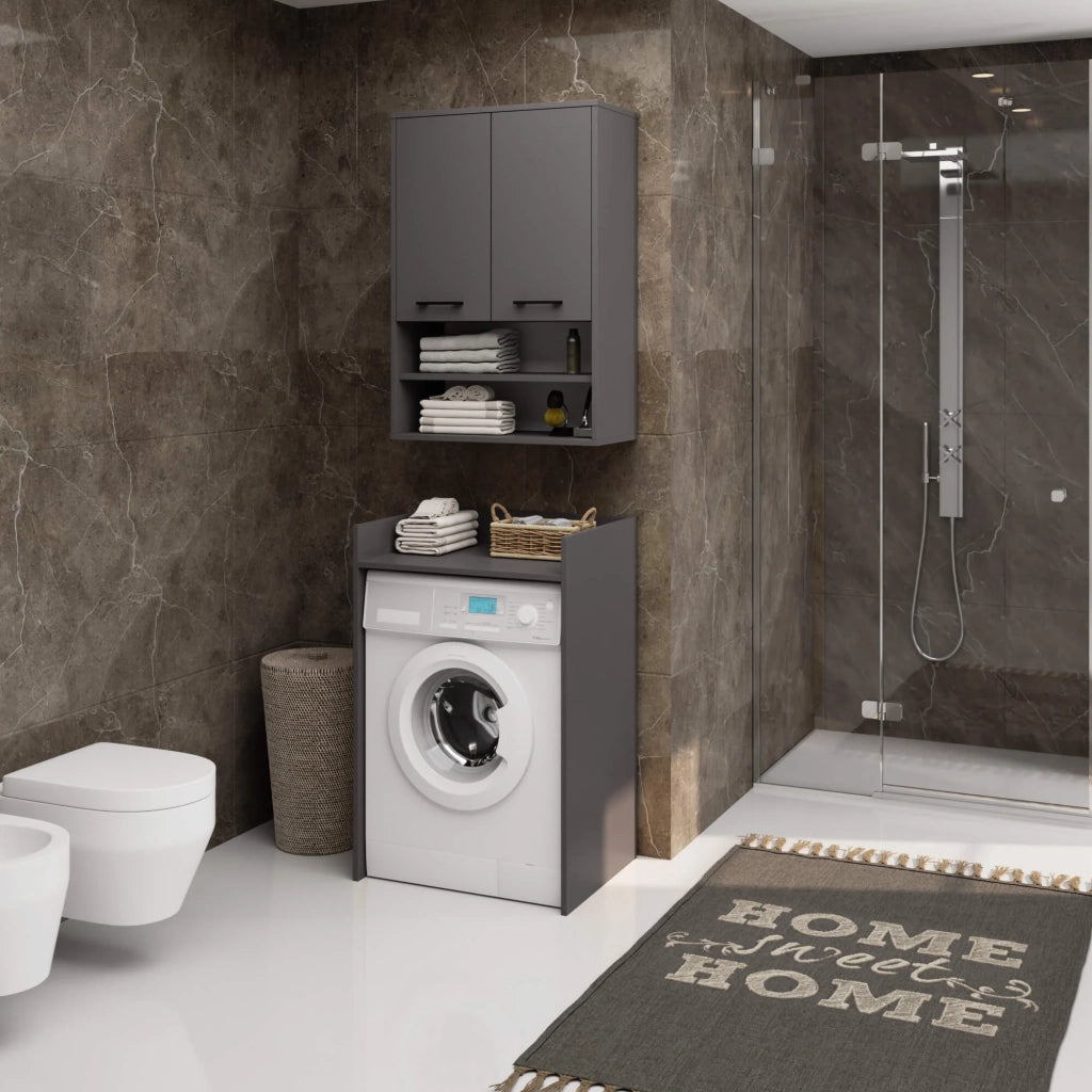 Mobile bagno sospeso AKORD FIN H934 W64 Grigio Grafite 2 ante 64x94x30 cm