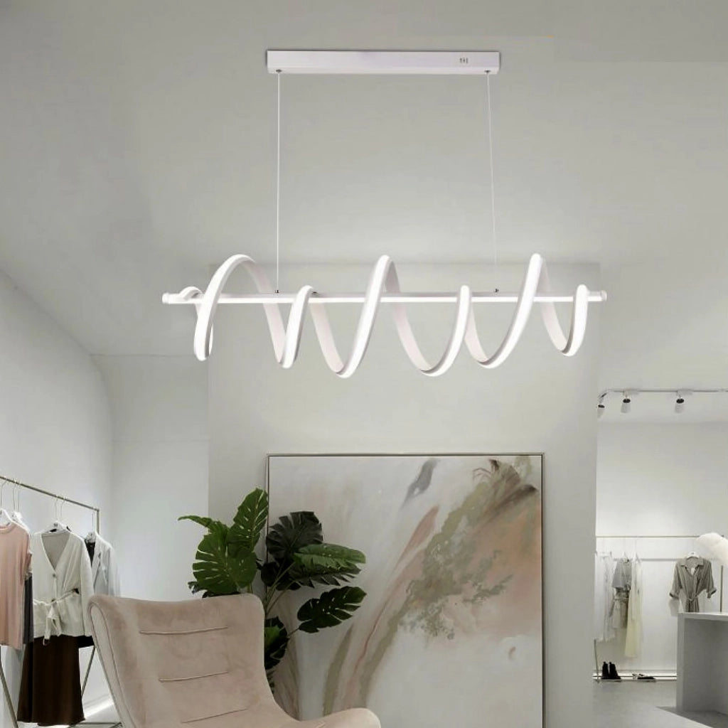 Lampadario a sospensione con luci a led da soffitto stile moderno twister 4800 lumen 60w luce calda 3000K