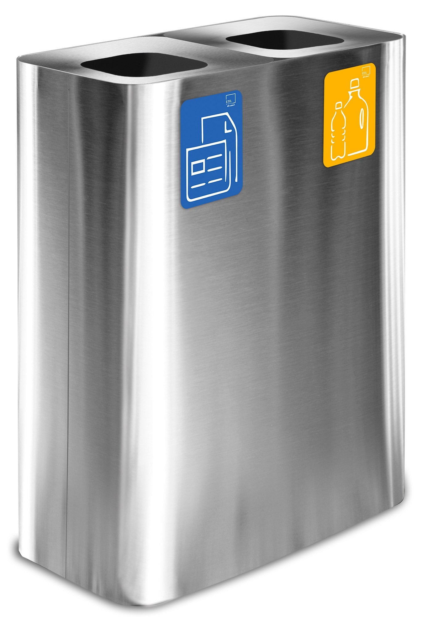 Pattumiera Sistema di Raccolta Rifiuti 60x30xh80 cm In Acciaio Inox Doppio Scomparto Argento