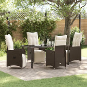 Set da Pranzo per Giardino con cuscino 5 pcs Marrone polyrattan 3379670