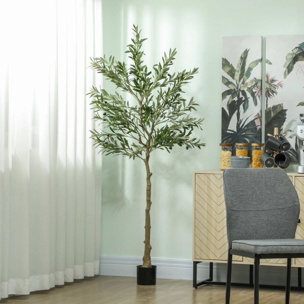 Albero di Olivo Artificiale ¨C Xylo ¨C 180cm con 900 Foglie e 40 Olive in Vaso Verde
