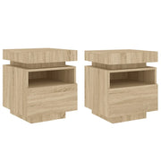 Set di 2 Comodini | Armadio da Notte | Mobiletto da notte con Luci LED Rovere Sonoma 40x39x48,5 cm
